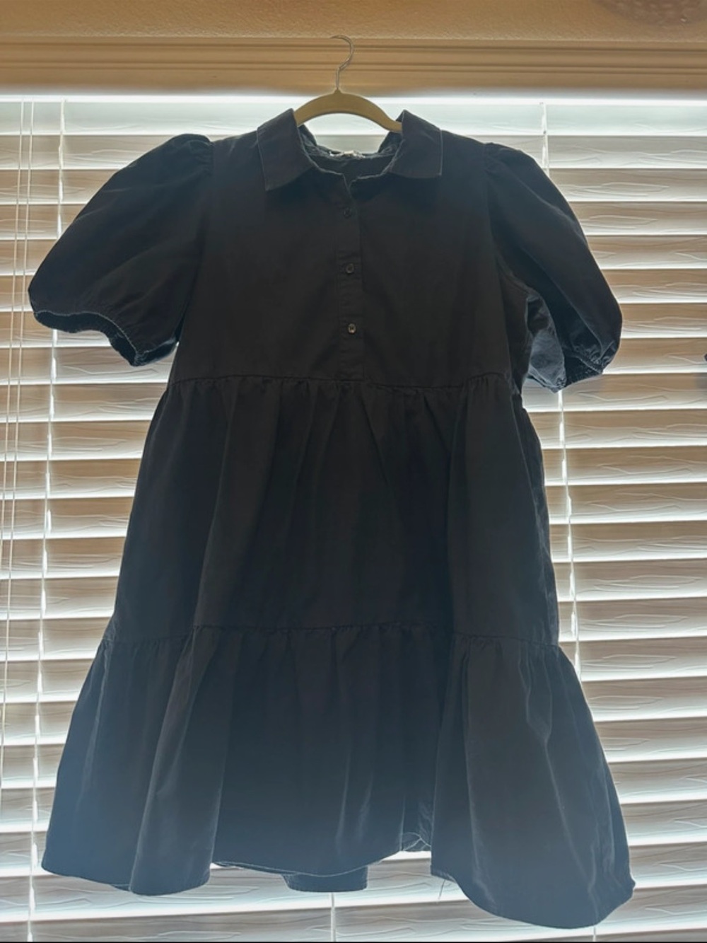 TCEC Black Puff-Sleeve Tiered Dress